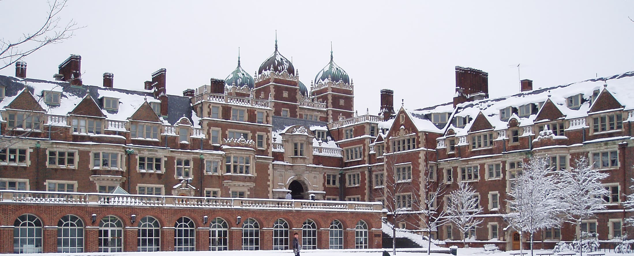 Penn’s red-brick Quadrangle buildings in winter